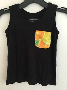 Zara Terez Citrus Pocket Tee Tank Top Black w/Orange Lemon Little Girls Sz L NWT - Picture 1 of 9