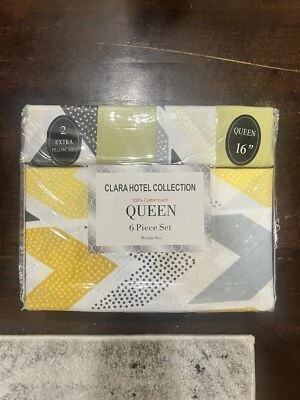 CLARA HOTEL COLLECTION 6 PIECES QUEEN SHEET SET WRINKLE FREE 100% COTTON TOUCH - Image 1 of 4
