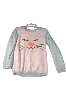 Cat & Jack Girls Sleep Top Long Sleeve Cat Face Cozy Fleece Fuzzy XL - Picture 1 of 12