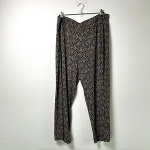 Susan Graver Liquid Knit Pull On Ankle Pants Size 1X Black Brown Print - Picture 1 of 12