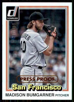2015 Donruss Inaugural 1981 Edition Press Proof Bronze Madison Bumgarner 297/299 - Image 1 of 2