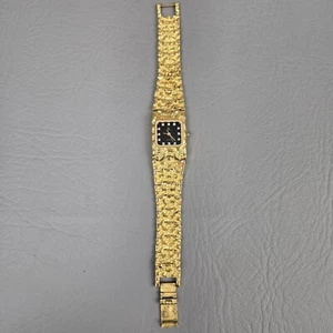 Vtg Womans Pierre Bidaux Gold Toned Nugget Watch - Picture 1 of 11