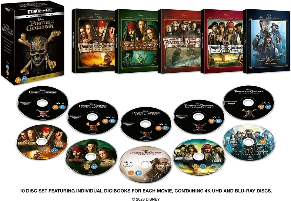 PIRATES OF THE CARIBBEAN 1-5 4K UHD Blu-Ray Box Set BRAND NEW - Image 1 of 3