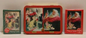 1996 Coca Cola (R) Tin w/ 2 Decks of Christmas Themed Playing Cards - Picture 1 of 3