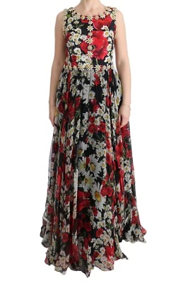 DOLCE & GABBANA Dress Silk Floral Crystal Long Maxi Gown IT44 /US10/L - Image 1 of 4