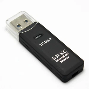 USB 3.0 2 in 1 MicroSDXC/SDXC Card Reader,Support 64GB,2 Slots,Black - Picture 1 of 3