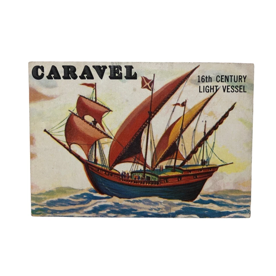 VTG 1955 Topps Rails and Sails # 134 Caravel 16th Century Light Vessel - Image 1 of 4