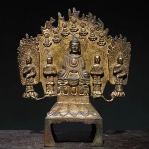 Die kriegführenden Staaten Periode Nord Wei Buddha gesegnet alte Bronze antike Statuen - Bild 1 von 10
