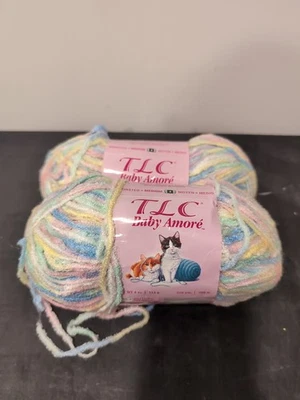 Coats & Clark TLC BABY AMORE Yarn BABY PRINT #9940 White Green Blue Yellow Pink - Image 1 of 2