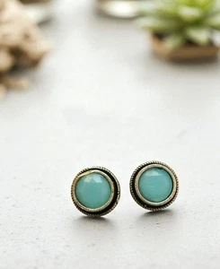Elegantes pendientes de piedras preciosas azul aguamarina hechos a mano joyería de moda de plata alemana - Imagen 1 de 4