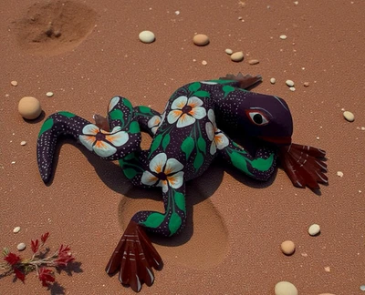 Oaxacan Alebrije Small Lizard Iguana Copal Wood Carving Multicolor Folk Art - Image 1 of 4