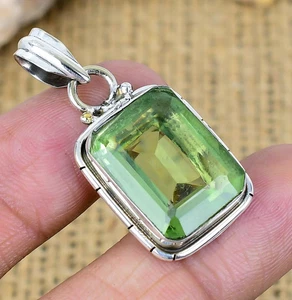 Tsavorite Gemstone Handmade 925 Sterling Silver Pendant Jewelry Gift For Her - Picture 1 of 4