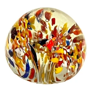 Studio Art GLASS PAPERWEIGHT Spotted Trumpet Flowers 2.5" Ball Pontil Bottom - Picture 1 of 6
