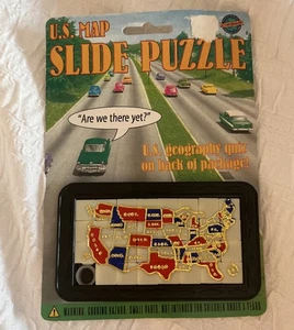 Travel Game Sliding Plastic Puzzle Map USA  1995 NOS Interlocking Squares Vtg - Picture 1 of 9