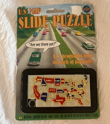 Travel Game Sliding Plastic Puzzle Map USA  1995 NOS Interlocking Squares Vtg - Image 1 of 4