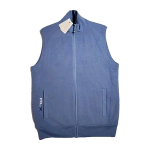 Rlx Ralph Lauren Zip Up Sweater Vest Fall Blue  Medium New With Tags Wind Block - Picture 1 of 11
