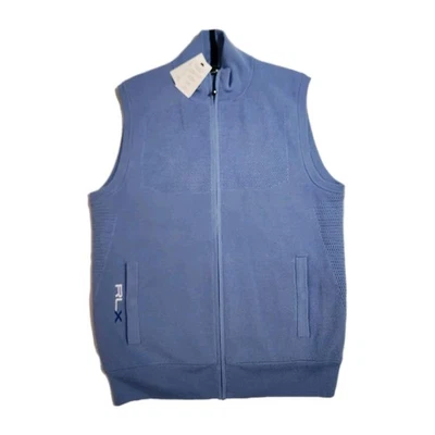 Rlx Ralph Lauren Zip Up Sweater Vest Fall Blue  Medium New With Tags Wind Block - Image 1 of 4