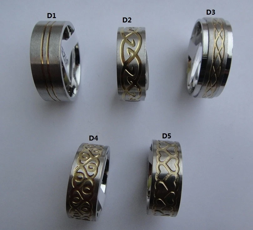 LASER CARVED GOLD TITANIUM ANODIZED TRIBAL BRAID CELTIC STEEL BAND RING sz8 -13 - Image 1 of 1
