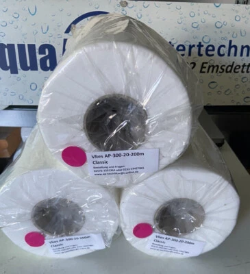 AQUAPUR 3 Rollen Vlies 30cm 20gm² 200m Genesis EVO Cleartex Vliesfilter Ersatzvlies