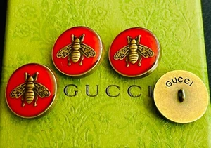 Gucci buttons Lot of 4 metal 22 mm 0,9 inch metal bees red - Picture 1 of 5