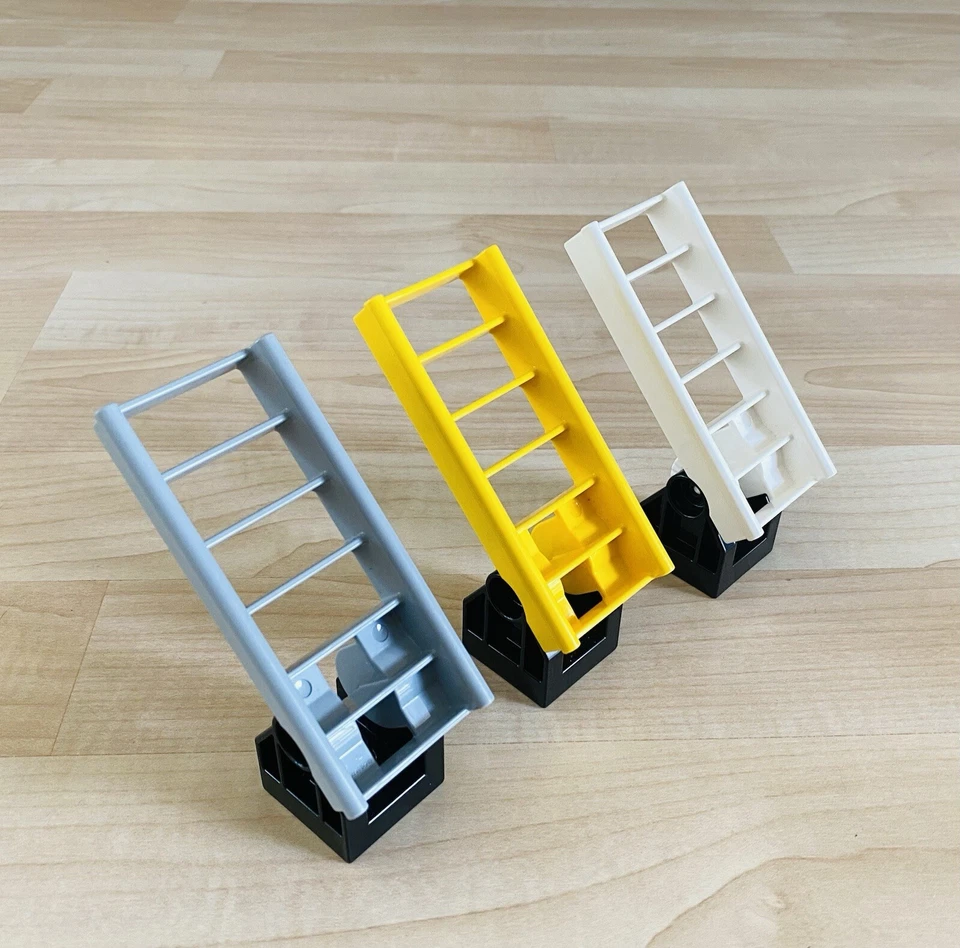 Lego Duplo 3X Escalera Amarillo Blanco Gris Con Soporte Negro Foto 1 de 1