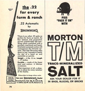 VINTAGE 1962 BROWNING .22 RIFLE MORTON T/M SALTPRINT AD - Picture 1 of 1