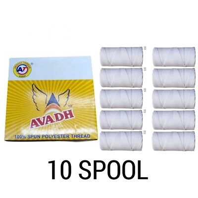 Avadh Spun Polyester WHITE Thread suitable for all types of sewing - Image 1 of 3