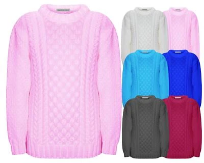GENERATION FASHION New Kids Girls Cable Knit Long Sleeve Knitted Jumper Sweater Pullover Top 3-13