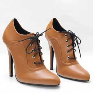 5,5" Fetisch Pinup Heels Ballerinas Schnürschuhe Stiletto Pumps Drag Queen Schuhe - Bild 1 von 11