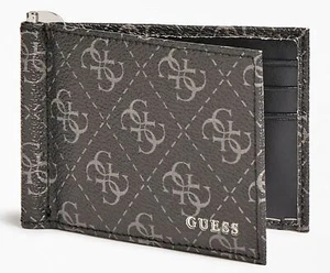 Guess Vezzola 4G Logo Printed Mens Leather Womens Wallet In Coal - Picture 1 of 6