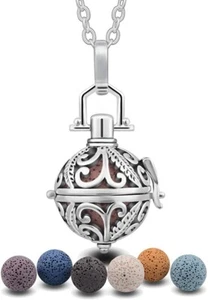 ESSENTIAL OIL DIFFUSER LOCKET NECKLACE PENDANT & CHAIN. SILVER PLATED JEWELLERY - Picture 1 of 6