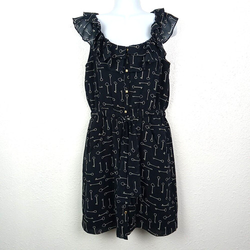 VETEMENTS Abito Banana Republic donna 4 nero stampa chiave senza maniche tasche abbigliamento da lavoro carriera