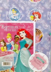 Disney Prinzessin Geburtstagskarte, Geschenkverpackung & Etikett Set, Punze, nagelneu - Bild 1 von 1