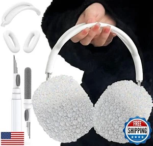 Glitter Pearls Case Cover for AirPods Max Headphones with Cleaner Pen Girls, - Picture 1 of 5