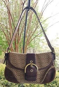 Coach 6818 SMALL Vintage Soho Y2K Brown Suede & Signature C Canvas Shoulder Bag - Picture 1 of 17
