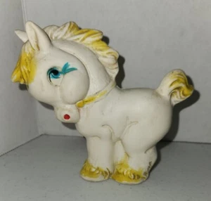Vintage Little Pony Horse Squeaky Toy With Yellow Hooves & Mane Anthropomorphic - Picture 1 of 10