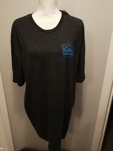 NWT Cabella's Short Sleeved Dark Gray Charcoal with Blue Logo Tee Shirt Size 2XL - Picture 1 of 2