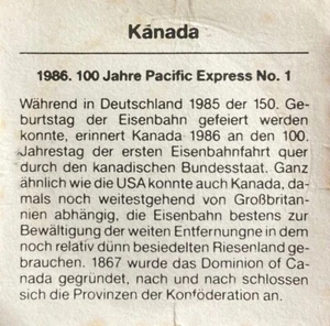 Canada / Kanada - 1 Dollar 1986 PP / Gedenkausgabe, 100 Jahre Pacific Express 1 - Bild 1 von 3