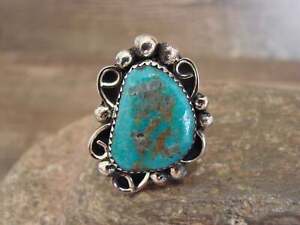 Navajo Nickel Silver & Turquoise Ring by Cleveland - Size 10