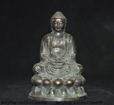 3.8'' Tibetan Buddhism Temple Bronze Sakyamuni Sakyamuni Medicine Buddha Statue • 31.85£