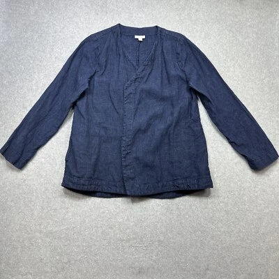 Pure Jill Open Jacket Women Medium Blue Linen Coastal Outdoor Casual Blazer - Image 1 of 4