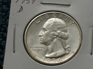 1934-D Borderline Stempelglanz Washington Viertel AA1014-2 - Bild 1 von 3