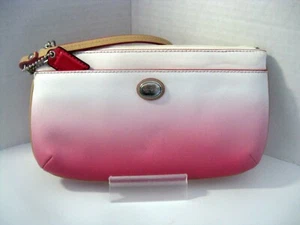 Coach Wristlet Clutch Pink White Ombre Leather 9” Purse - Picture 1 of 3