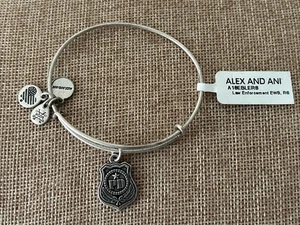 Neu mit Etikett Alex and Ani Bettelarmband "POLICE" silberfarben PD Law Enforcement CREST - Bild 1 von 8