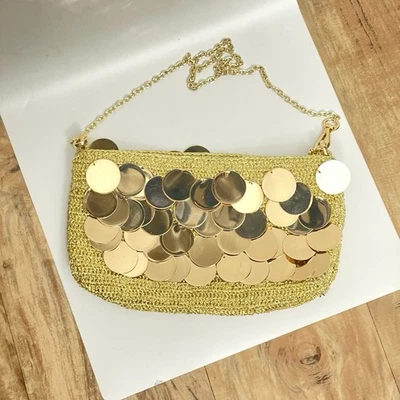 Bolso de hombro Lele Sadoughi Gema discoteca discos dorados bling evento navideño Foto 1 de 4