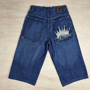 Vintage Y2K JNCO Krone Stickerei Größe 30 lang 20" Schrittlänge Shorts - Bild 1 von 14