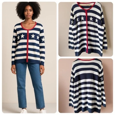 Cárdigan Cherokee De Colección Rayas Estrellas Bandera Americana 100% Algodón Talla 1X 18/20W Foto 1 de 4