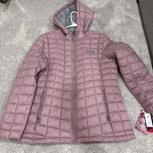 Reebok Women's Insulated Hooded Parka Jacket XL Quilted Dusty Pink - Picture 1 of 5