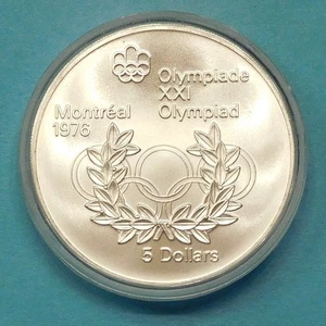 Canadá 5 Dólares Juegos Olímpicos 1974 Anillos Corona Plata - Canadiense - Imagen 1 de 2