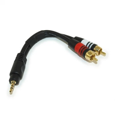6inch 3.5mm Premium Mini-Stereo TRS Male to 2 RCA Male Audio/Speaker Cable - Image 1 of 3